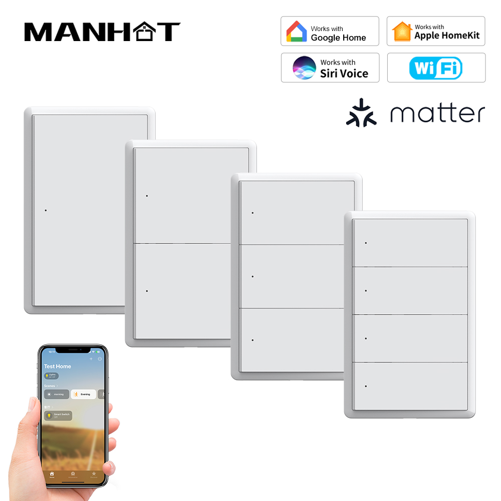 Smart Light Switch - MANHOT Homekit WiFi Smart Switch No