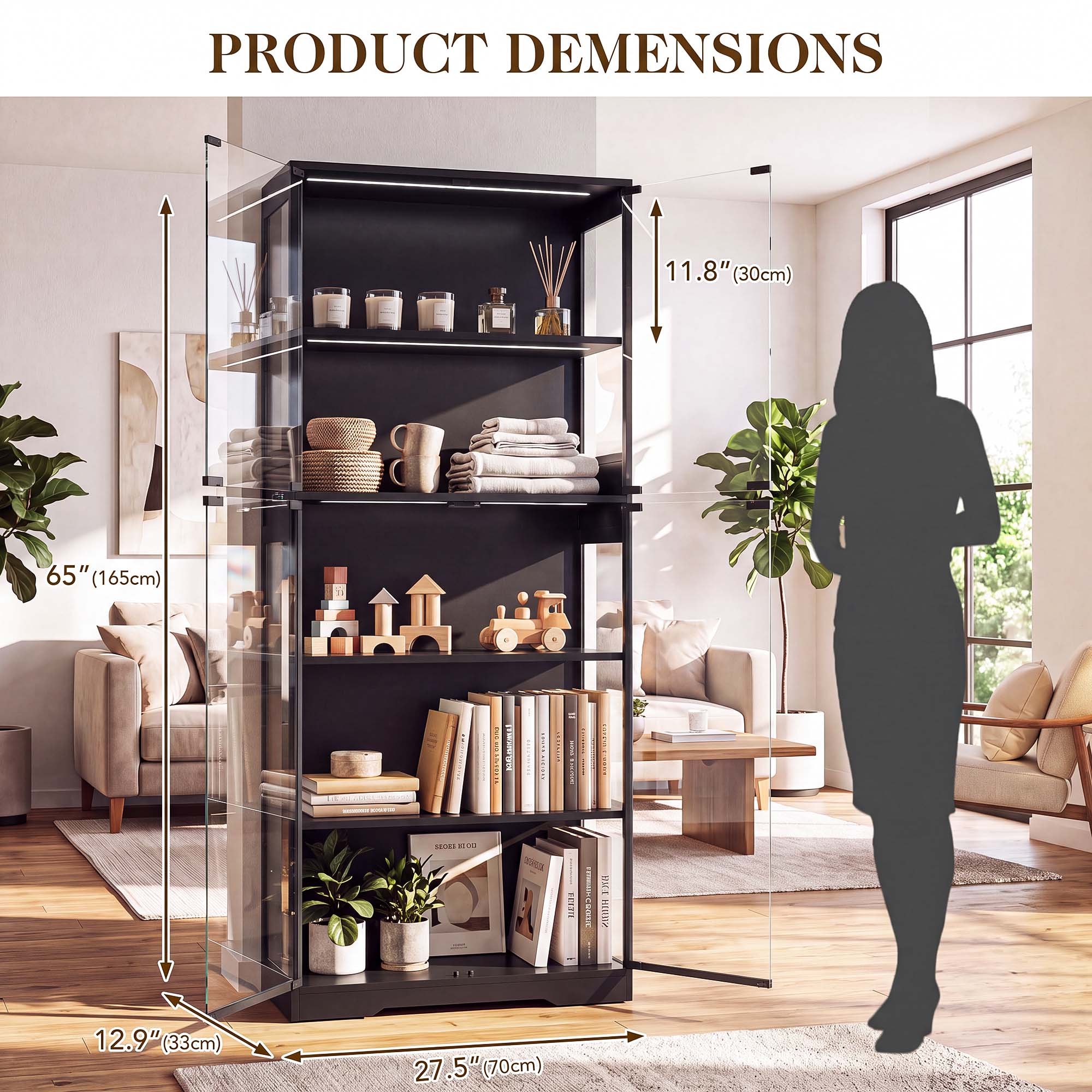 TCGBKAF 5‑Tier Display Cabinet - огляд і ціна Motion Sensor Light