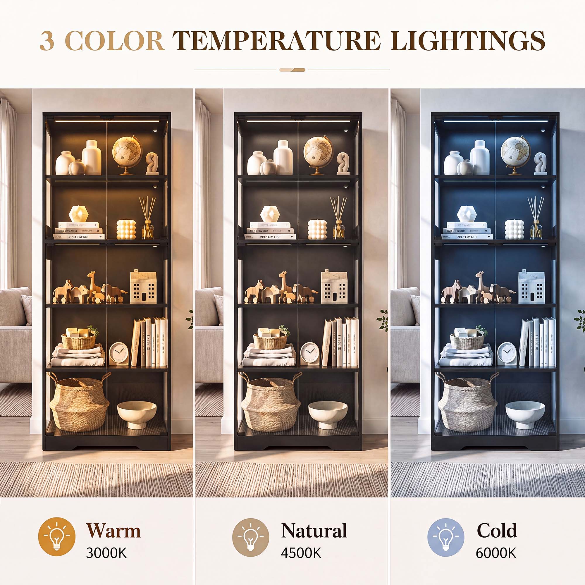 TCGBKAF 5‑Tier Display Cabinet - огляд і ціна Motion Sensor Light