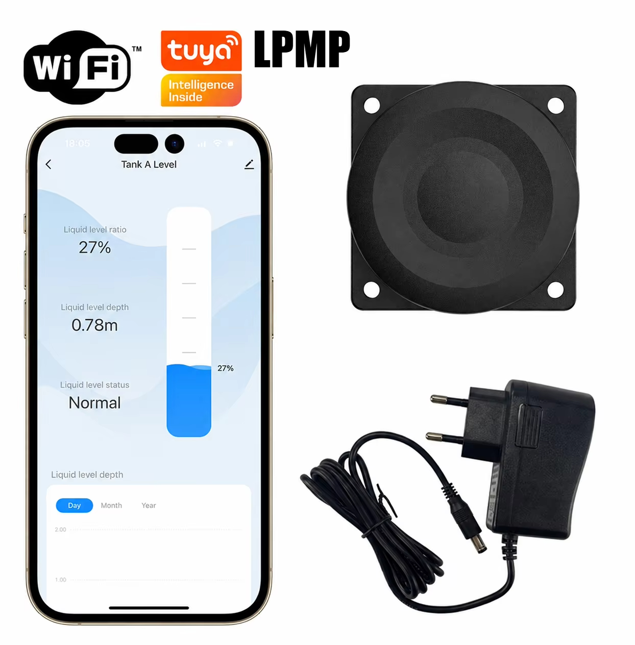 WALE Tuya Smart WiFi Ultrasoni - огляд і ціна Smart Home Tuya Ultrasonic Water Tank Level Monitor System