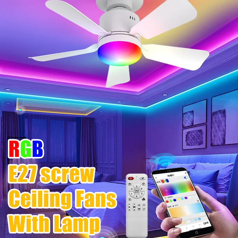 RGB LED Ceiling Fan Lamps E27  - огляд і ціна Smart Ceiling Fan