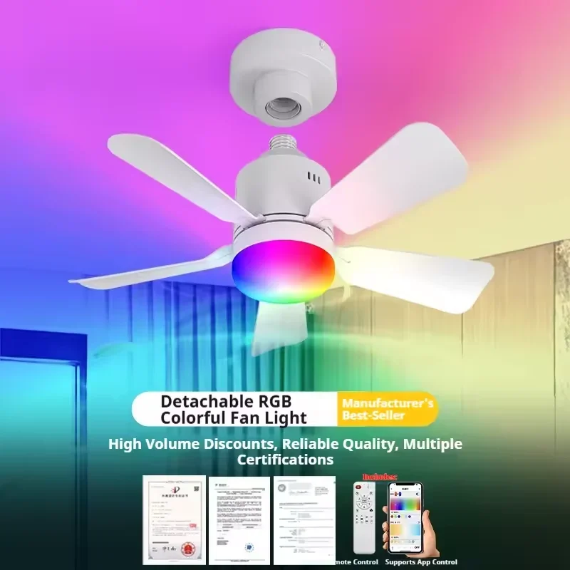 RGB LED Ceiling Fan Lamps E27  - огляд і ціна Smart Ceiling Fan