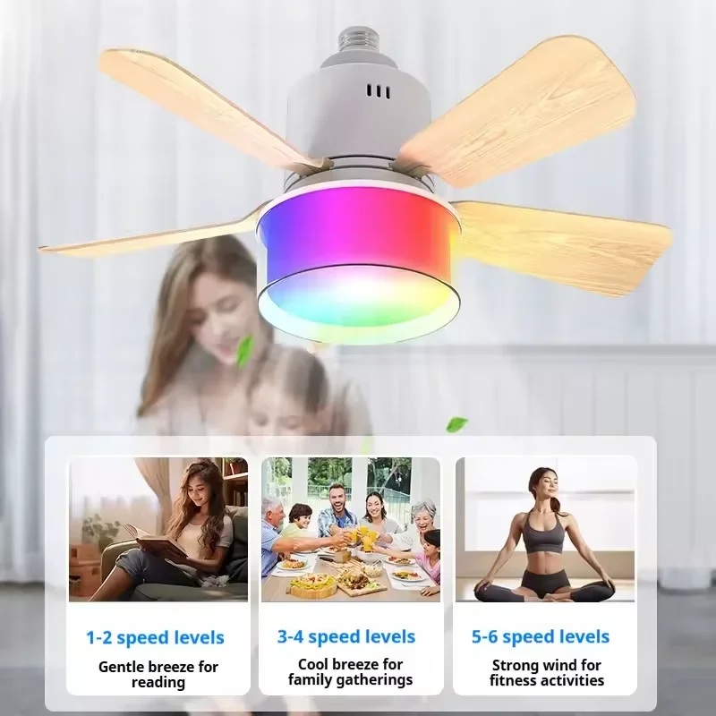 RGB LED Ceiling Fan Lamps E27  - огляд і ціна Smart Ceiling Fan
