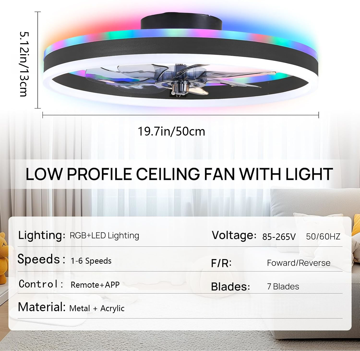 RGB Smart Ceiling Fan Light 6- - огляд і ціна Smart Ceiling Fan