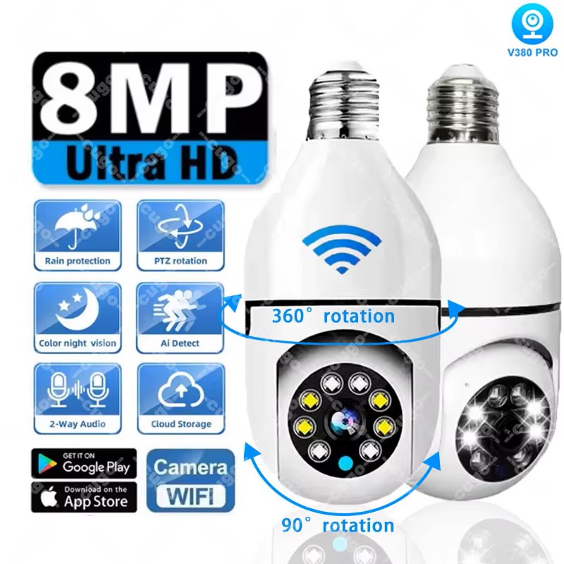 8MP E27 Bulb Surveillance Came - огляд і ціна Smart Baby Night Light