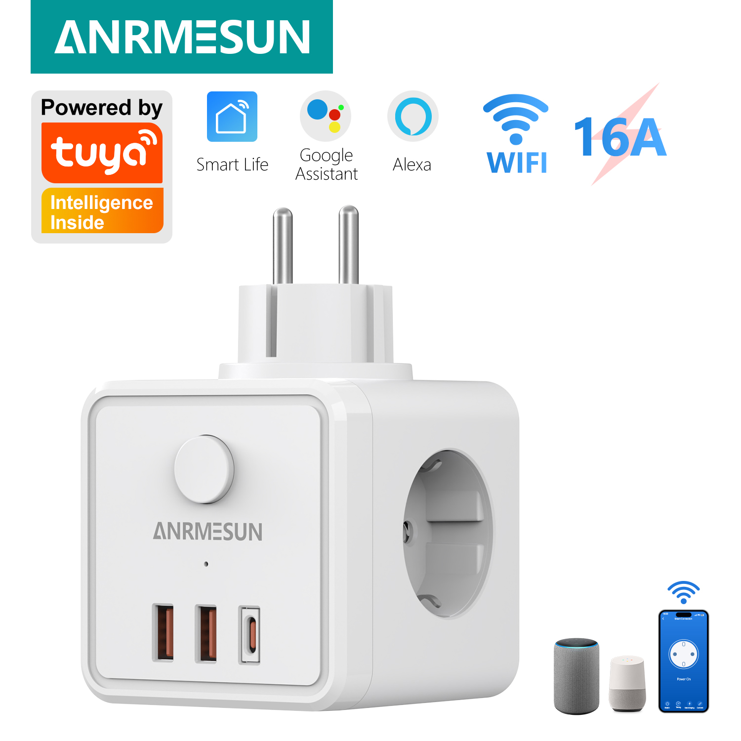 3 EU Plug 2 USB-A 1 Type-C Por - огляд і ціна Smart Home Or Smart Home