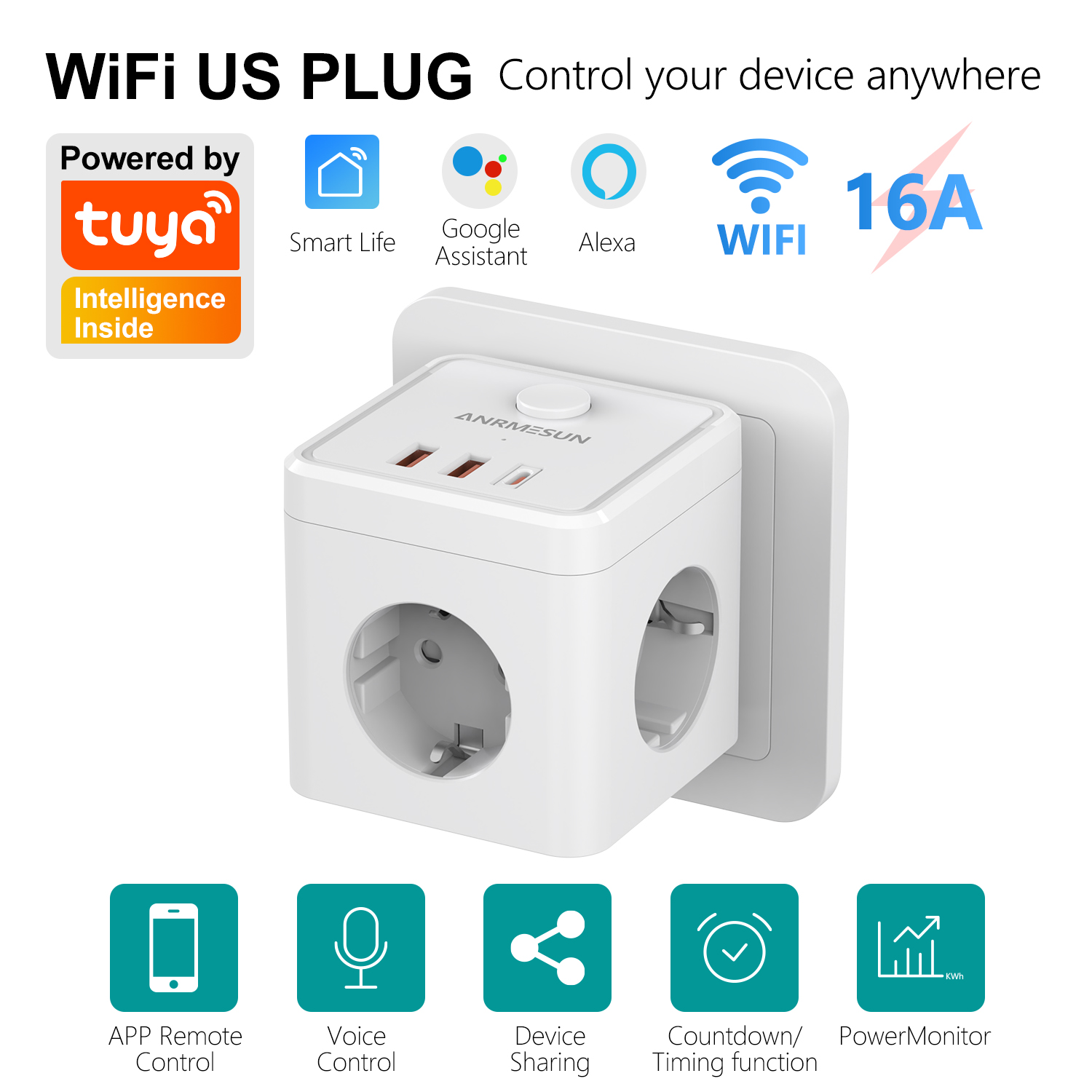 3 EU Plug 2 USB-A 1 Type-C Por - огляд і ціна Smart Home Or Smart Home