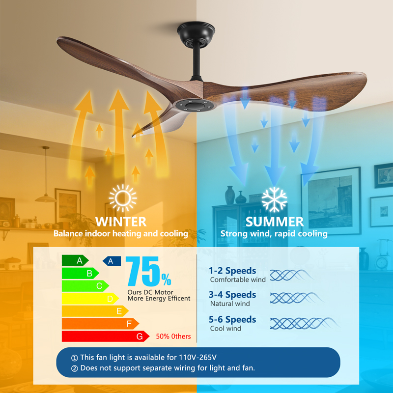 42/52/60Inch DC Motor 6 Speed  - огляд і ціна Smart Ceiling Fan